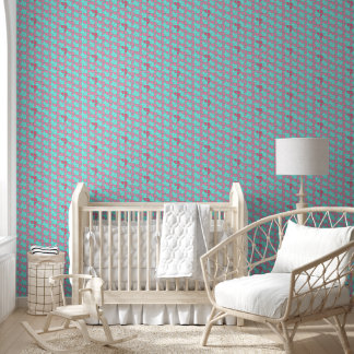 Watercolor SHRIMP Pattern Teal Pink Nursery   Wallpaper