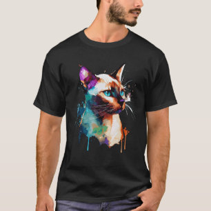Watercolor Siamese Cat Colourful Siam Kitten Cats T-Shirt