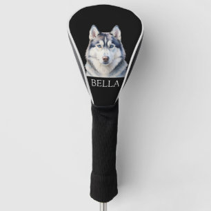 Watercolor Siberian Husky Blue Eyes Artwork Golf Head Cover