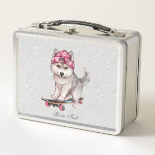 Watercolor Siberian Husky Metal Lunch Box