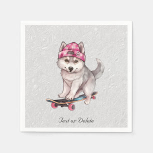 Watercolor Siberian Husky Napkins