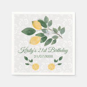 Watercolor Sicilian Lemons Birthday Napkin