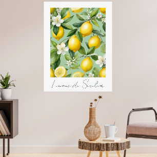 Watercolor Sicilian lemons Italy Poster