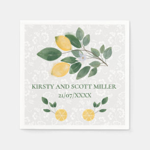 Watercolor Sicilian Lemons Wedding Napkin