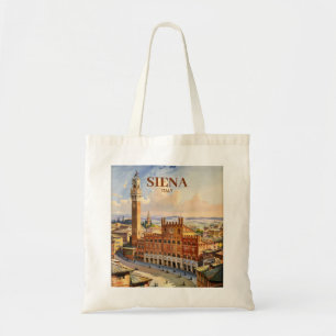 Watercolor Siena Italy Vintage Piazza del Campo Tote Bag