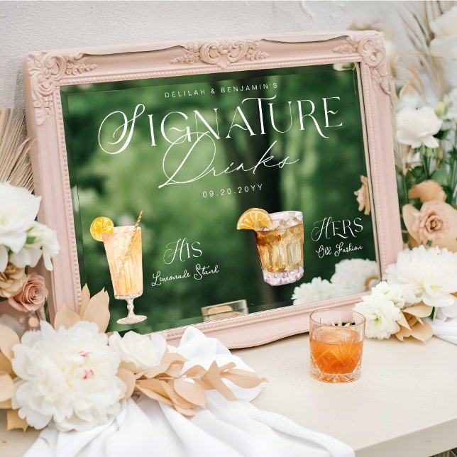 Watercolor Signature Drink Wedding Bar Sign Cling (Watercolor Signature Drink Wedding Bar Sign Cling)