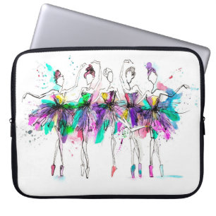 Watercolor silhouettes of ballerinas. Bright spray Laptop Sleeve