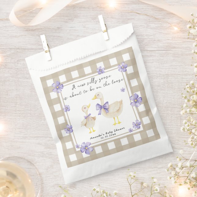 Watercolor Silly Goose Baby Shower  Favour Bag (Clipped)