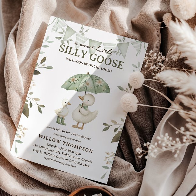 Watercolor Silly Goose Baby Shower Invitation (Creator Uploaded)