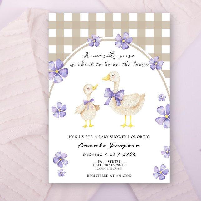 Watercolor Silly Goose Baby Shower Invitation (Creator Uploaded)