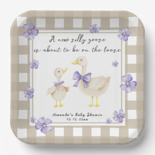 Watercolor Silly Goose Baby Shower  Paper Plate