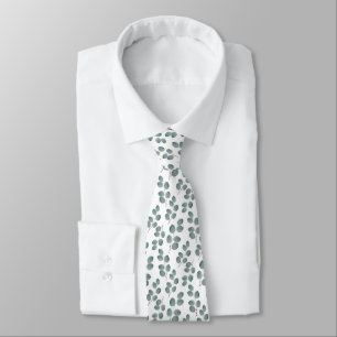 Watercolor Silver Dollar Eucalyptus Leaves Pattern Tie