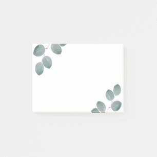 Watercolor Silver Dollar Eucalyptus Leaves Post-it Notes