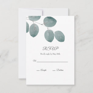 Watercolor Silver Dollar Eucalyptus Leaves RSVP Card