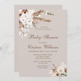 Watercolor Simple Elegant Boho Baby Shower Invitation