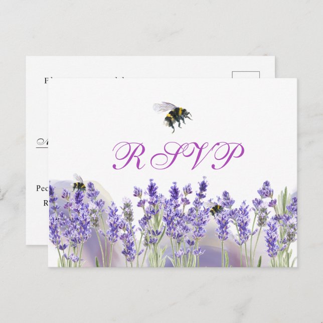 Watercolor Simple Elegant Boho Wedding RSVP  Postcard (Front/Back)