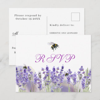 Watercolor Simple Elegant Boho Wedding RSVP Postcard