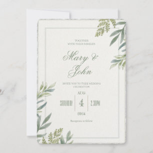 Watercolor Simple Faux Deckled-Edge Wedding Invite