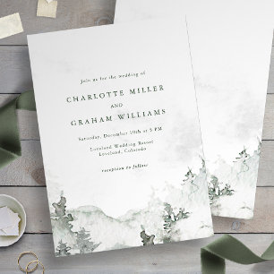 Watercolor Simple Forest Wedding Invitation