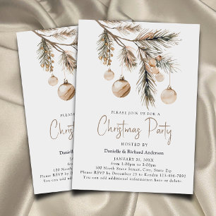 Watercolor Simple Neutral Christmas Party Invitation