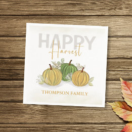 Watercolor Simple Pumpkin Gourd Happy Harvest Napkin