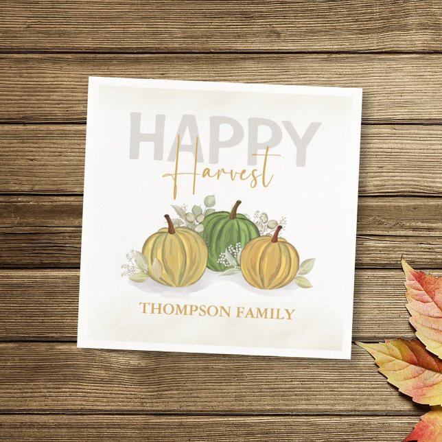 Watercolor Simple Pumpkin Gourd Happy Harvest Napkin (Creator Uploaded)