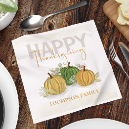 Watercolor Simple Pumpkin Gourd Happy Thanksgiving Napkin