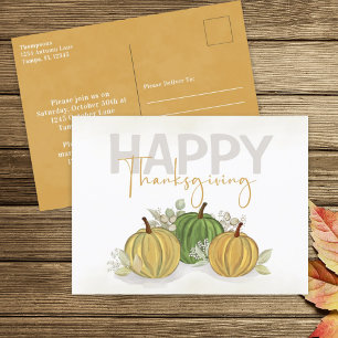 Watercolor Simple Pumpkin Gourd Happy Thanksgiving Postcard