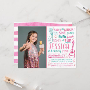 Watercolor Singer Invitation with Photo
