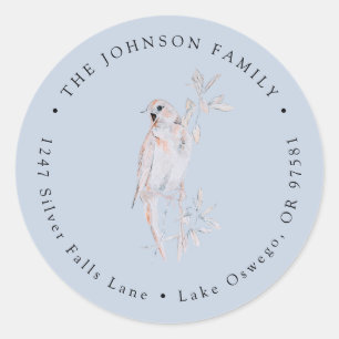 Watercolor Singing Nightingale Bird Return Address Classic Round Sticker