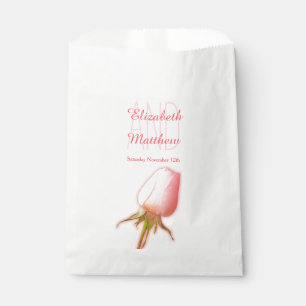 Watercolor single pink rose bud wedding favour bag