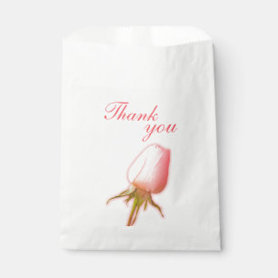 Watercolor single pink rose bud wedding favour bag