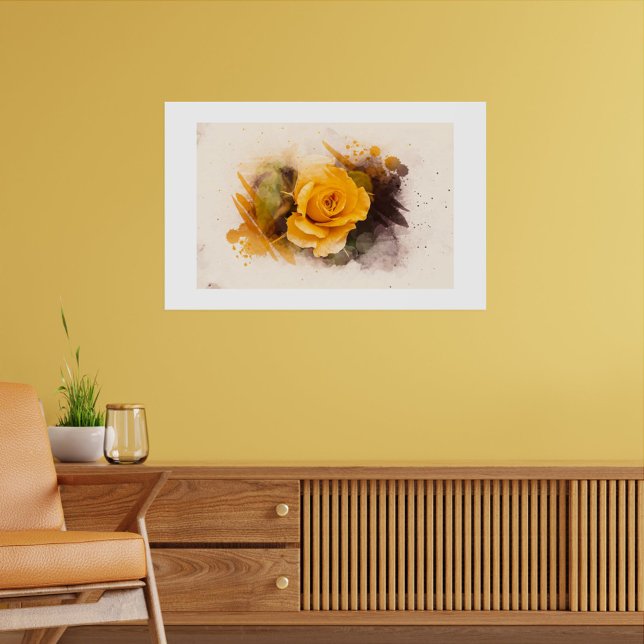 Watercolor Single Yellow Rose Poster (Creator Uploaded)