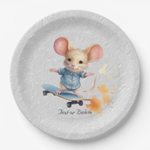 Watercolor Skateboard Mouse Paper Plate
