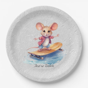 Watercolor Skateboard Mouse Paper Plate