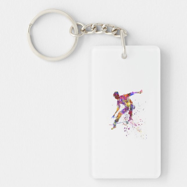 watercolor skater key ring (Front)