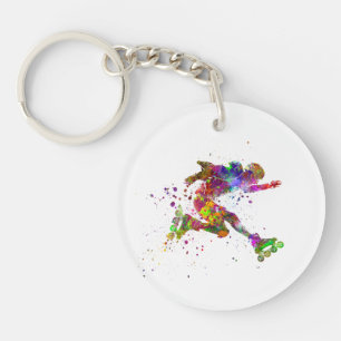 watercolor skater key ring