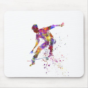 watercolor skater mouse pad