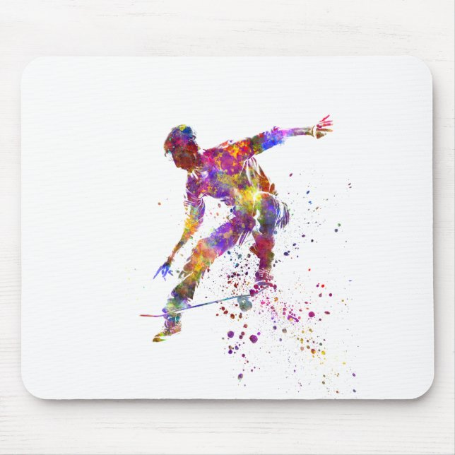 watercolor skater mouse pad (Front)