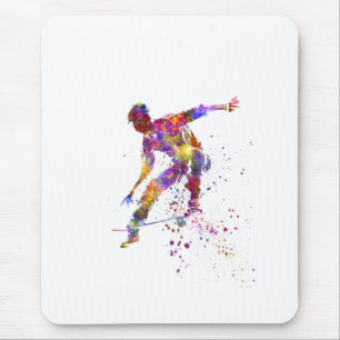 watercolor skater mouse pad