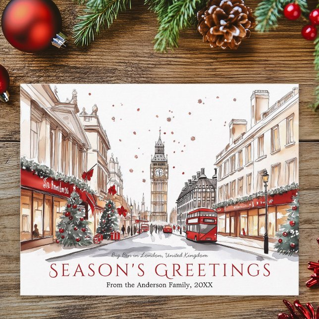 Watercolor Sketch Big Ben London Travel Christmas Holiday Postcard (Watercolor Sketch Big Ben London Travel Christmas Holiday Postcard)