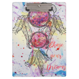 Watercolor sketch Dreamcatcher “Chase your Dreams” Clipboard