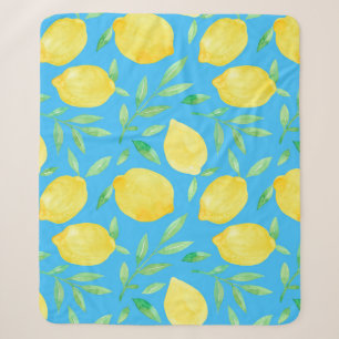 Watercolor Sketch Lemons Seamless Design Sherpa Blanket