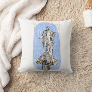 Watercolor sketch of statue of Apollon Cushion