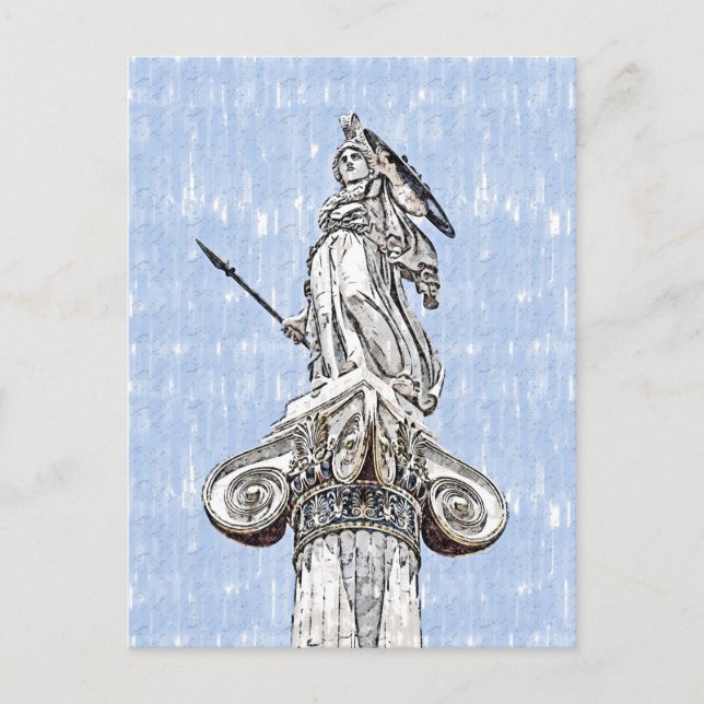 Watercolor Sketch of Statue of Athena Postcard  (Front)