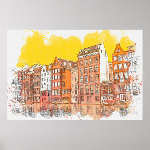 Watercolor sketch or illustration of traditional a poster