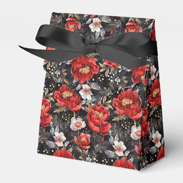 Watercolor sketched detailed pattern of delightful favour box (Front Side)