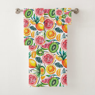 Watercolor sketched detailed pattern of Dragon fru Bath Towel Set