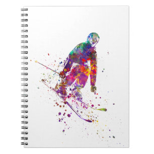 watercolor skier notebook