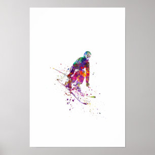 watercolor skier poster